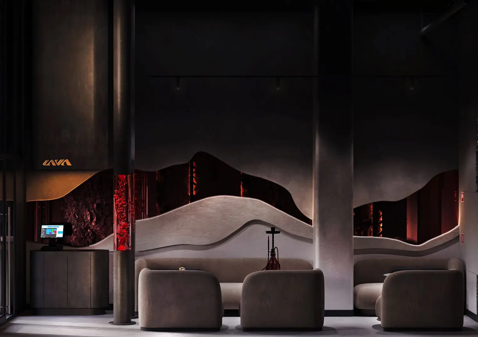 Интерьер кальянной «Lava lounge»